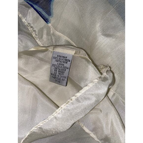 Tibi Silk Chiffon strapless Maxi Dress Blue White/off white Size 6 - Picture 7 of 14